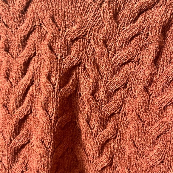 Hippie Rose Cropped V Neck Cable Knit Sweater Brown XS Cozy Fall Casual Winter - Picture 5 of 6